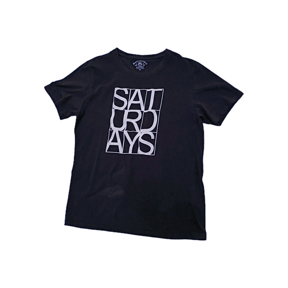 Masculino Latino Men's Saturdays Black Tshirt Size XL Casual Relax Vacation Soft
